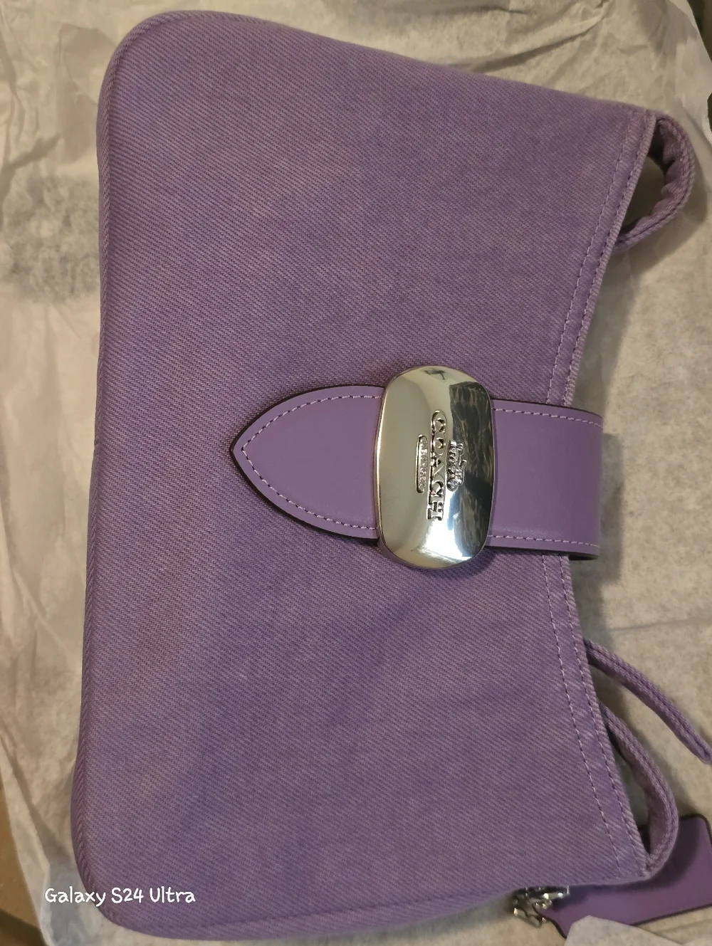 Coach Eliza Purple Denim/ Leather Shoulder Bag NWT - Picture 9 of 14